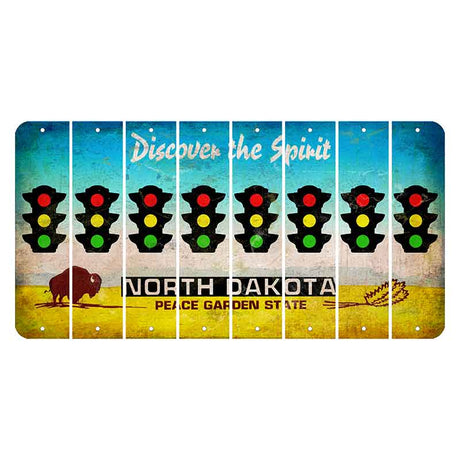 North Dakota Discover the Spirit Cut License Plate Strips (Set of 8) Traffic Light