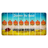 North Dakota Discover the Spirit Cut License Plate Strips (Set of 8) Campfire