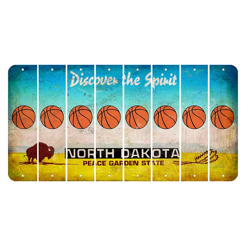 North Dakota Discover the Spirit Cut License Plate Strips (Set of 8) Basketball