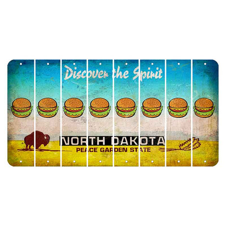 North Dakota Discover the Spirit Cut License Plate Strips (Set of 8) Hamburger