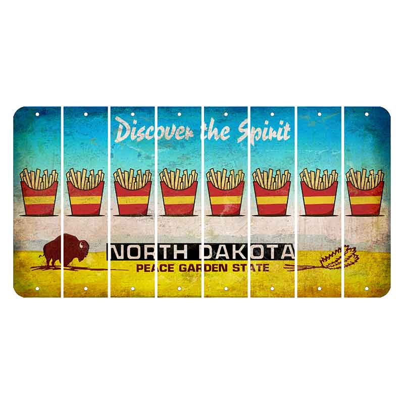 North Dakota Discover the Spirit Cut License Plate Strips (Set of 8) French Fries