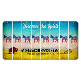 North Dakota Discover the Spirit Cut License Plate Strips (Set of 8) Democrat