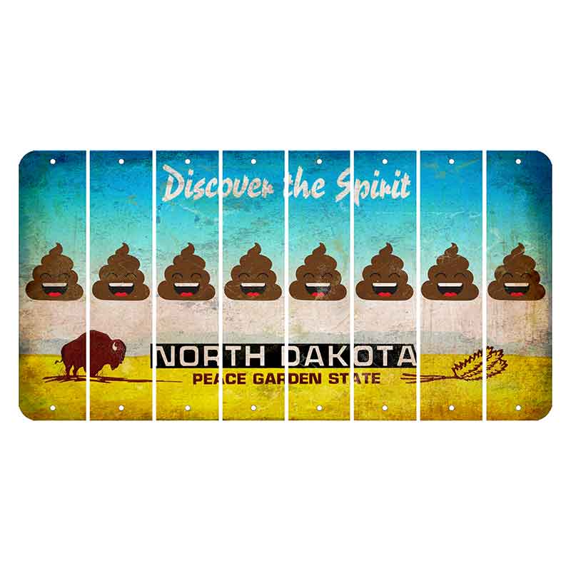 North Dakota Discover the Spirit Cut License Plate Strips (Set of 8) Emoji - Poop