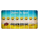 North Dakota Discover the Spirit Cut License Plate Strips (Set of 8) Emoji - Laughing