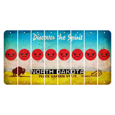 North Dakota Discover the Spirit Cut License Plate Strips (Set of 8) Emoji - Angry