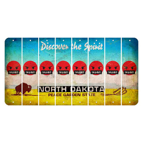 North Dakota Discover the Spirit Cut License Plate Strips (Set of 8) Emoji - Pissed