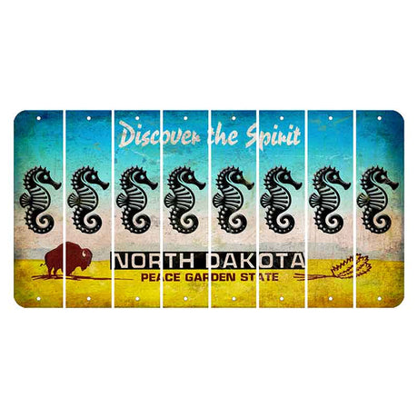 North Dakota Discover the Spirit Cut License Plate Strips (Set of 8) Seahorse