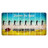 North Dakota Discover the Spirit Cut License Plate Strips (Set of 8) Softball Batter