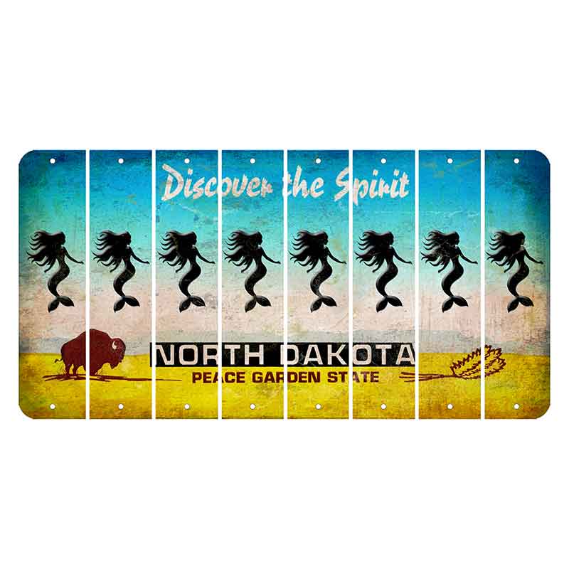 North Dakota Discover the Spirit Cut License Plate Strips (Set of 8) Mermaid