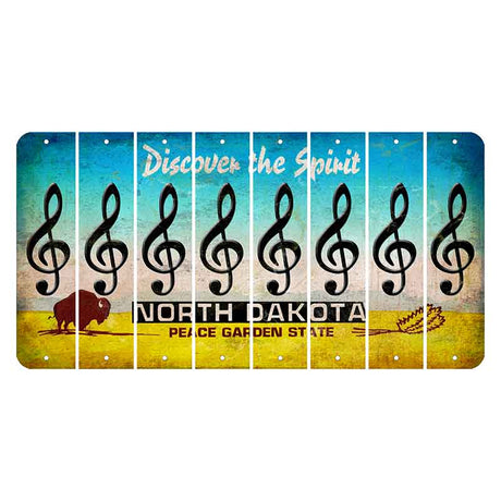 North Dakota Discover the Spirit Cut License Plate Strips (Set of 8) Music Note