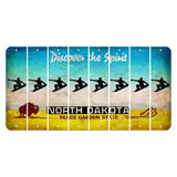 North Dakota Discover the Spirit Cut License Plate Strips (Set of 8) Snowboarder