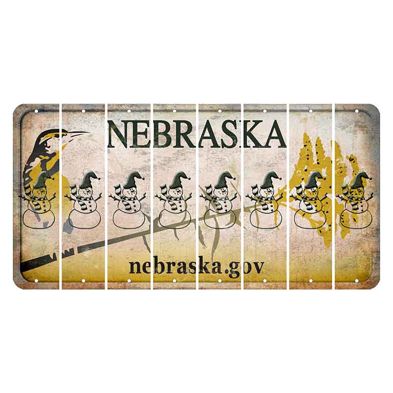 Nebraska.gov Cut License Plate Strips (Set of 8) Snowman