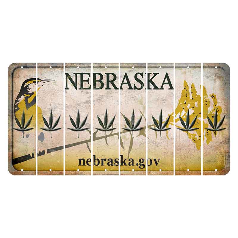 Nebraska.gov Cut License Plate Strips (Set of 8) Pot Leaf