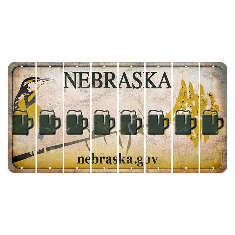 Nebraska.gov Cut License Plate Strips (Set of 8) Beer Mug