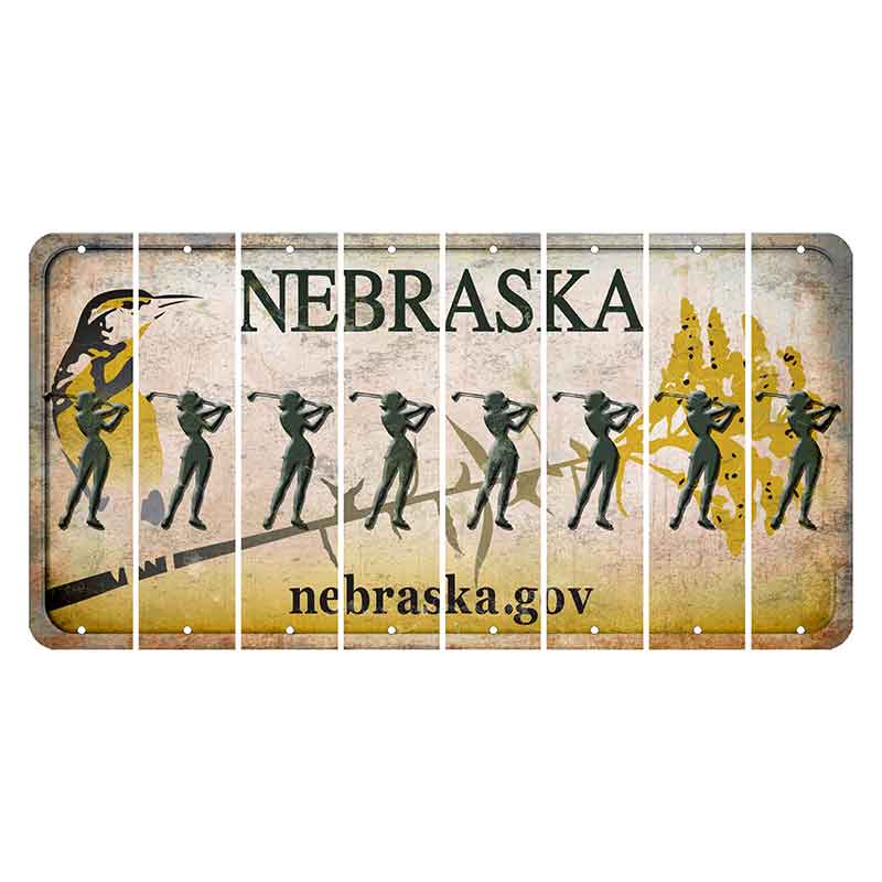 Nebraska.gov Cut License Plate Strips (Set of 8) Female Golfer