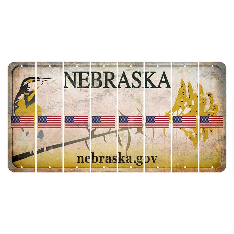 Nebraska.gov Cut License Plate Strips (Set of 8) American Flag