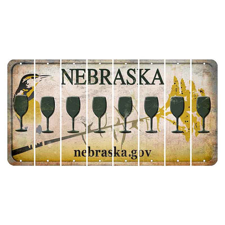 Nebraska.gov Cut License Plate Strips (Set of 8) Wine Glass