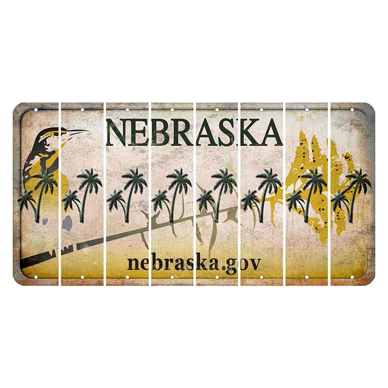 Nebraska.gov Cut License Plate Strips (Set of 8) Palm Trees