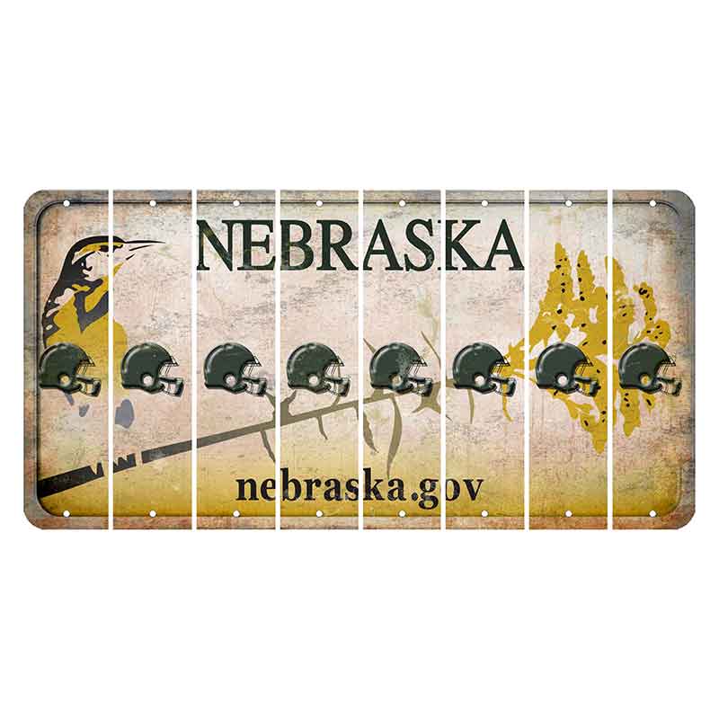 Nebraska.gov Cut License Plate Strips (Set of 8) Football Helmet