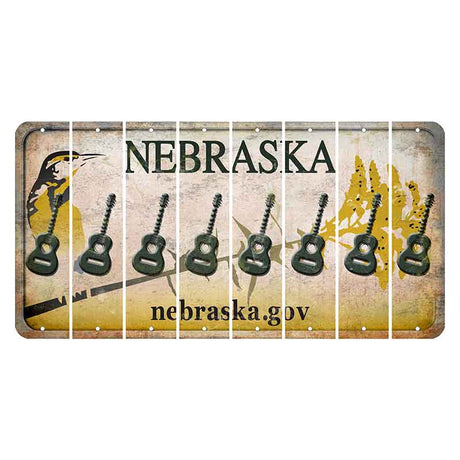 Nebraska.gov Cut License Plate Strips (Set of 8) Guitar