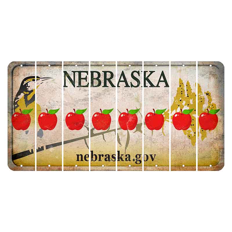 Nebraska.gov Cut License Plate Strips (Set of 8) Apple