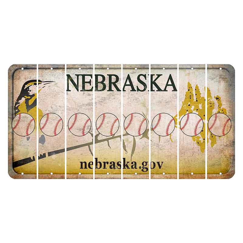 Nebraska.gov Cut License Plate Strips (Set of 8) Baseball