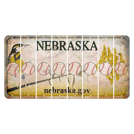 Nebraska.gov Cut License Plate Strips (Set of 8) Baseball