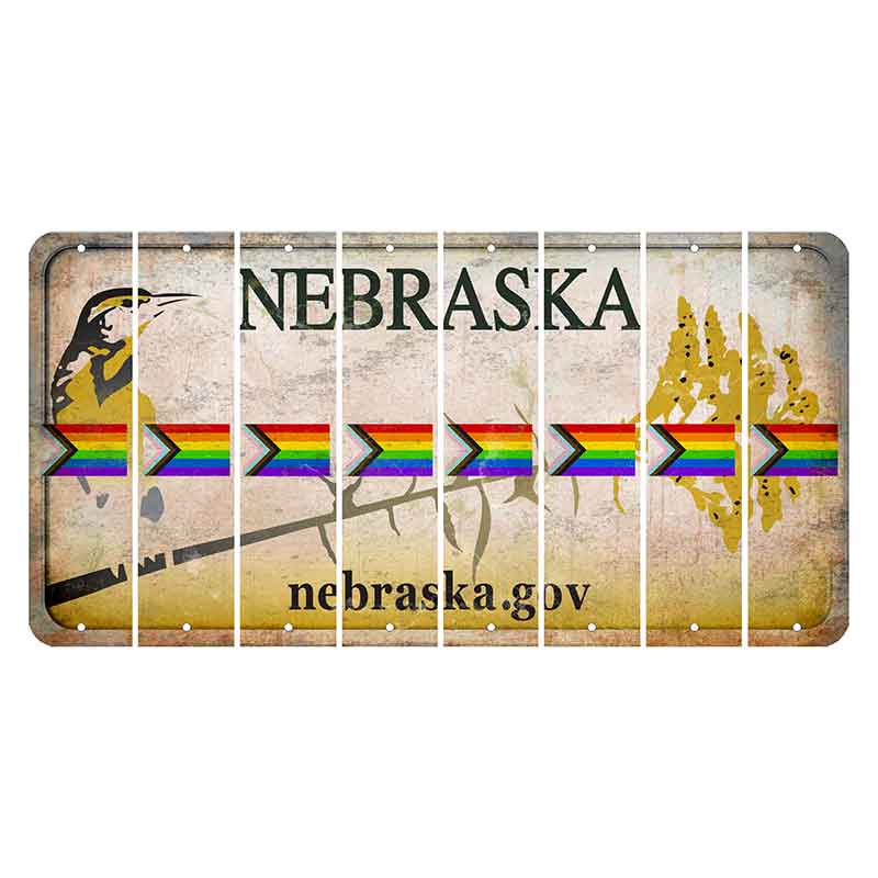 Nebraska.gov Cut License Plate Strips (Set of 8) LGBTQ Flag