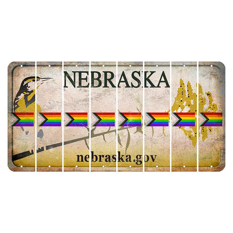 Nebraska.gov Cut License Plate Strips (Set of 8) LGBTQ Flag