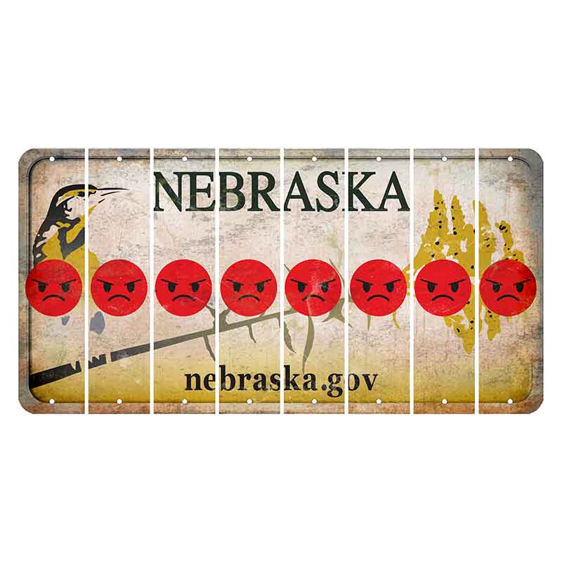 Nebraska.gov Cut License Plate Strips (Set of 8) Emoji - Angry