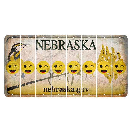 Nebraska.gov Cut License Plate Strips (Set of 8) Emoji - Winking