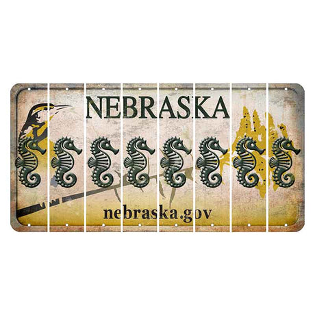 Nebraska.gov Cut License Plate Strips (Set of 8) Seahorse