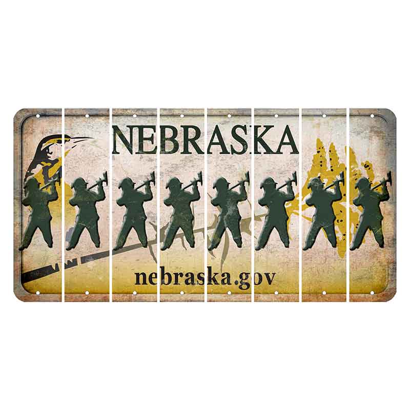 Nebraska.gov Cut License Plate Strips (Set of 8) Fireman with Axe