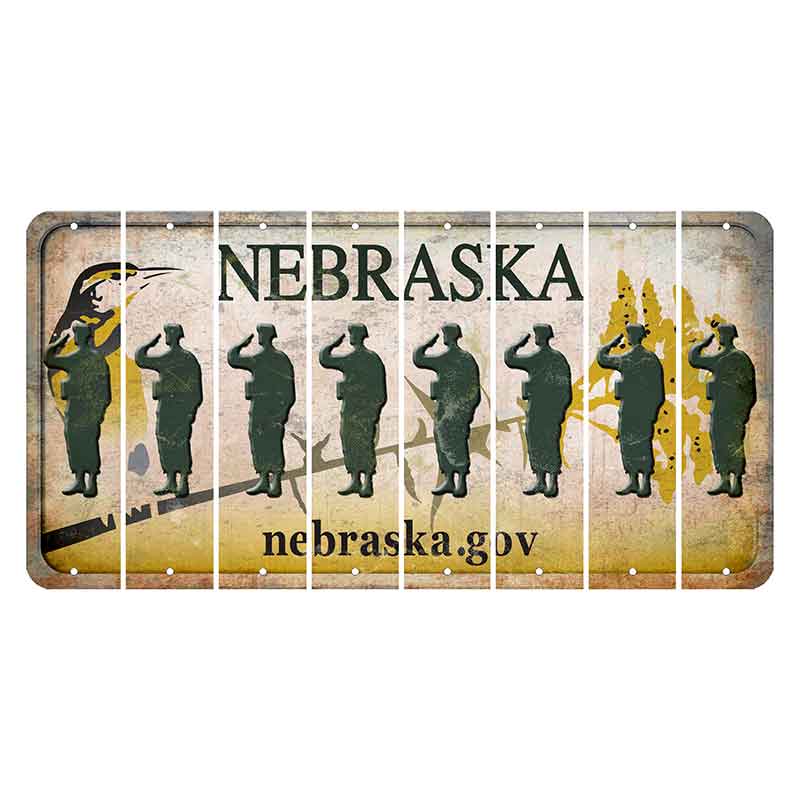 Nebraska.gov Cut License Plate Strips (Set of 8) Soldier - Saluting