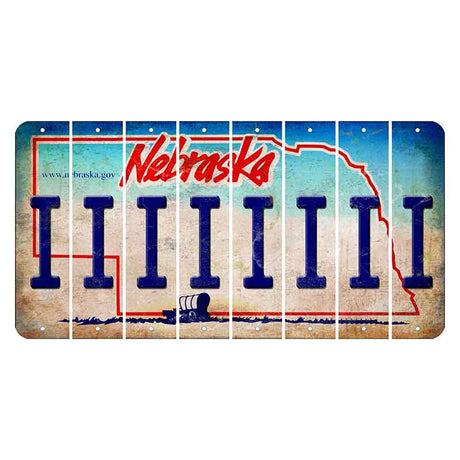 Nebraska Conestoga Wagon Cut License Plate Strips (Set of 8) I