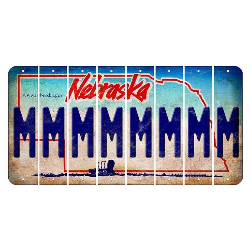 Nebraska Conestoga Wagon Cut License Plate Strips (Set of 8) M