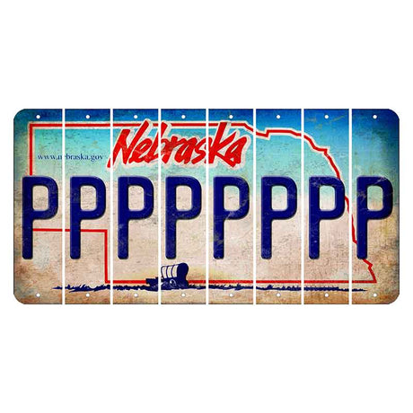 Nebraska Conestoga Wagon Cut License Plate Strips (Set of 8) P