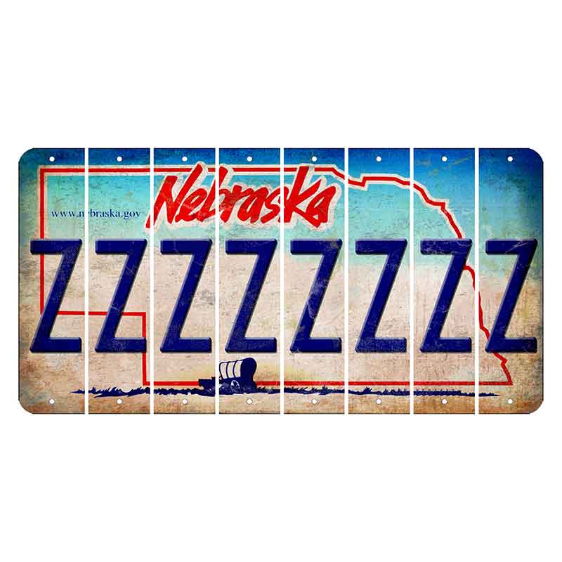 Nebraska Conestoga Wagon Cut License Plate Strips (Set of 8) Z