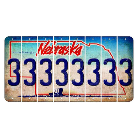 Nebraska Conestoga Wagon Cut License Plate Strips (Set of 8) 3