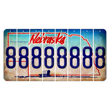 Nebraska Conestoga Wagon Cut License Plate Strips (Set of 8) 8