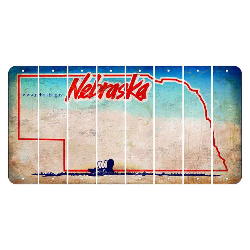 Nebraska Conestoga Wagon Cut License Plate Strips (Set of 8) Blank