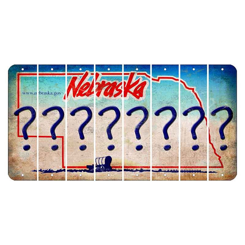 Nebraska Conestoga Wagon Cut License Plate Strips (Set of 8) Question Mark