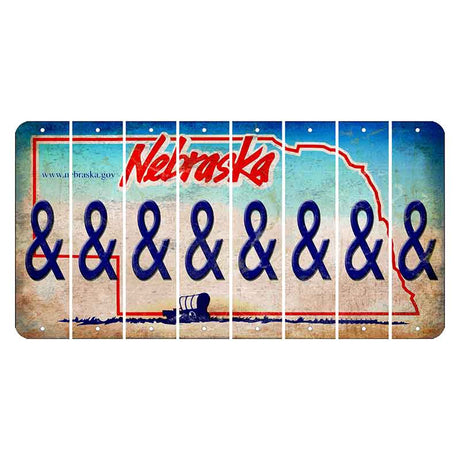 Nebraska Conestoga Wagon Cut License Plate Strips (Set of 8) And Sign