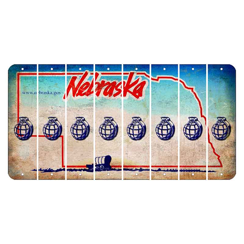 Nebraska Conestoga Wagon Cut License Plate Strips (Set of 8) Grenade