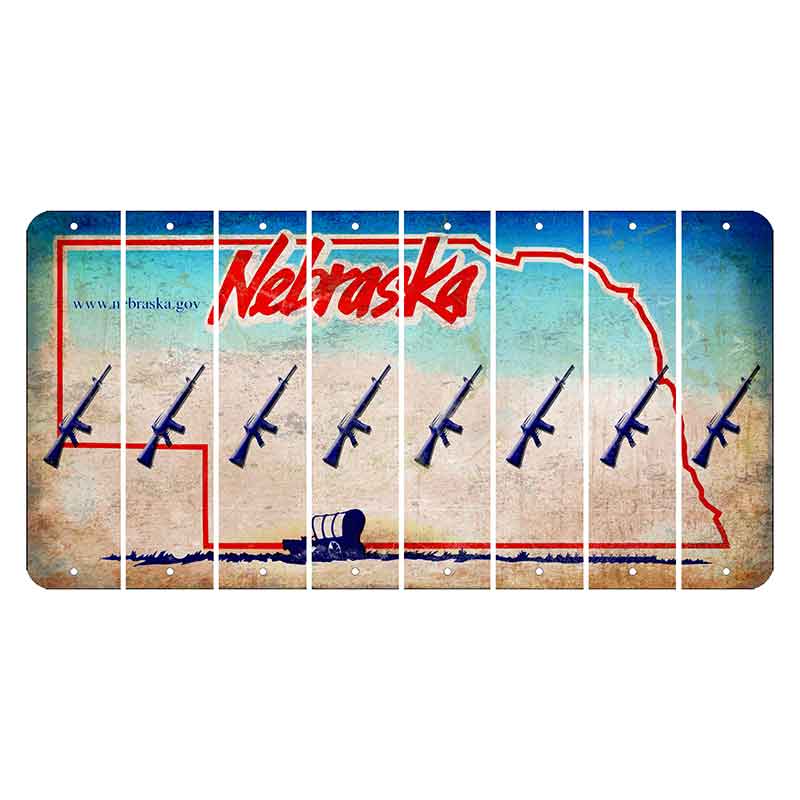 Nebraska Conestoga Wagon Cut License Plate Strips (Set of 8) Rifle