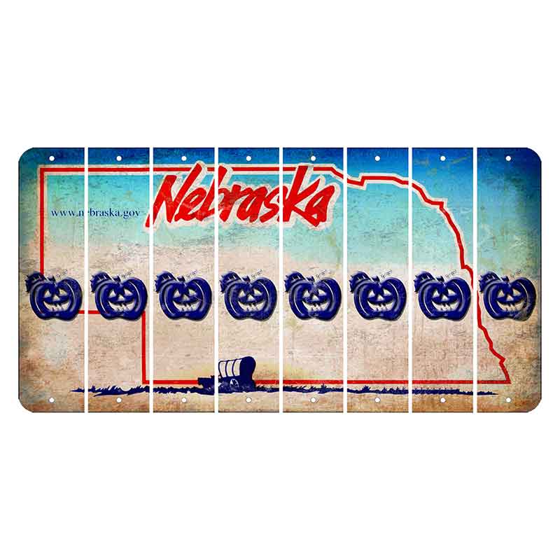 Nebraska Conestoga Wagon Cut License Plate Strips (Set of 8) Pumpkin