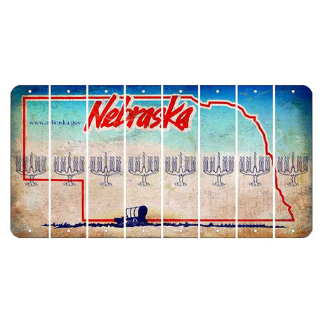 Nebraska Conestoga Wagon Cut License Plate Strips (Set of 8) Menorah