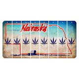 Nebraska Conestoga Wagon Cut License Plate Strips (Set of 8) Pot Leaf