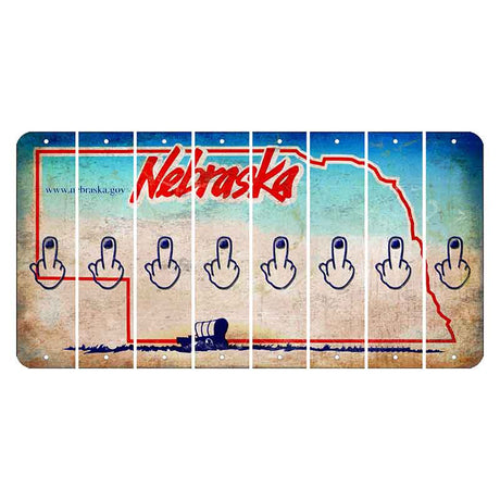 Nebraska Conestoga Wagon Cut License Plate Strips (Set of 8) Middle Finger