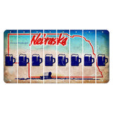 Nebraska Conestoga Wagon Cut License Plate Strips (Set of 8) Beer Mug